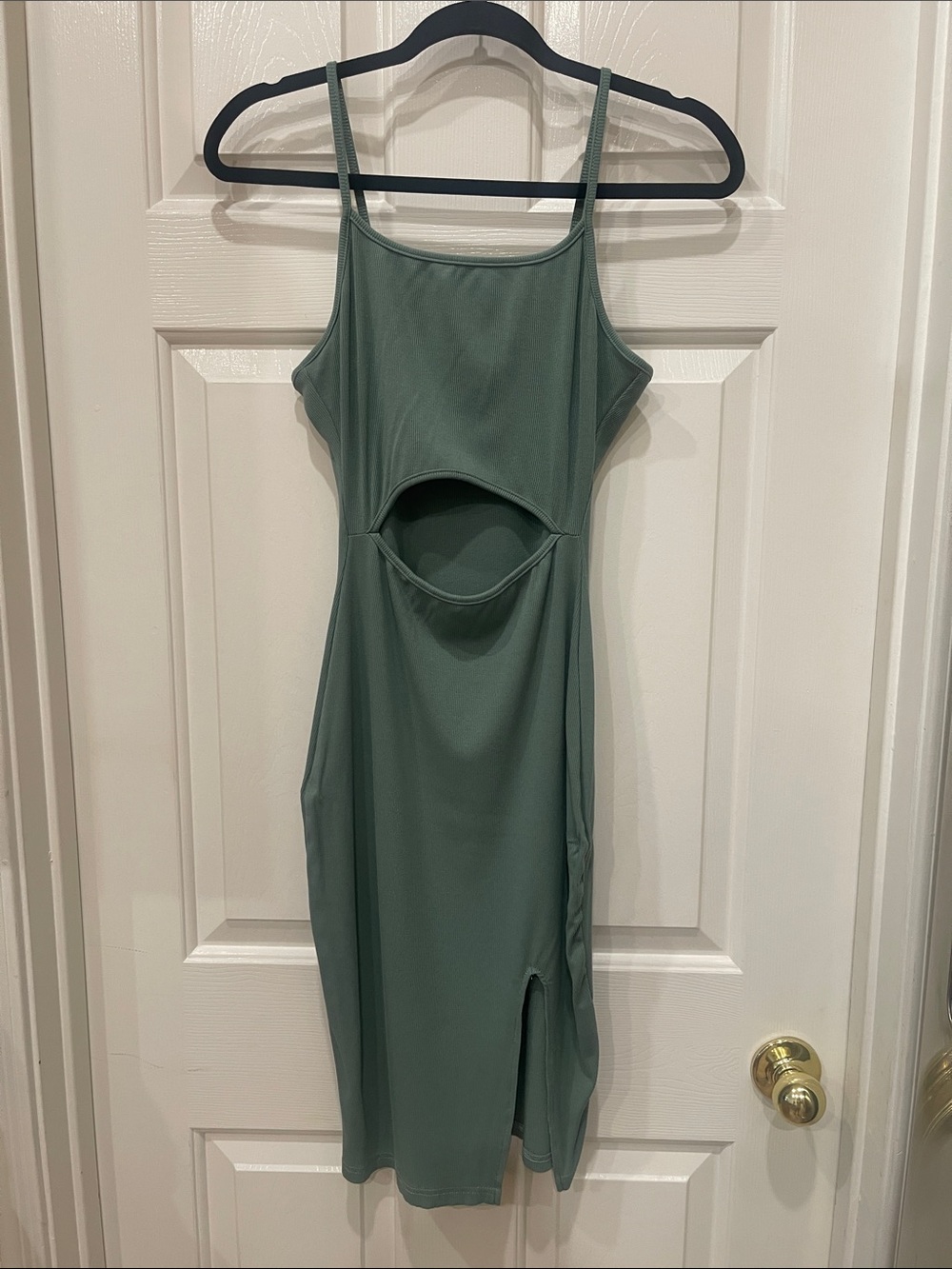 Sleeveless Sage Green Cutout Bodycon Dress S:M